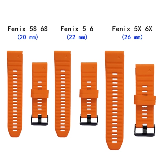 26 20 22 MM klockband för Garmin Fenix ​​6 6X Pro 5 5S 5X Plus 3HR Fenix7 7X Silikon Quick Release Watch Easyfit Armbandsrem Black 26 mm Fenix 5X 3 HR