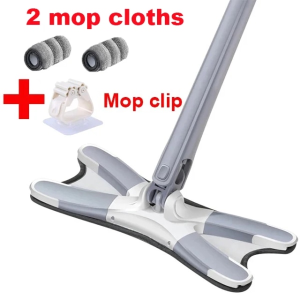 X Typ Flat Golvmopp Mikrofibermopp med självvridande dammmopp Trägolvsrengöringsmopp Torr Våtmopp med avtagbar tvättbar kudde 2mop2cloths