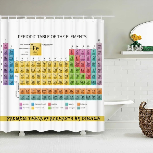 Eriodic Table of The Elements Duschdraperi Badrum Vattentätt tyg Tvättbart Badkar Skärm Dekor 240X180cm Duschdraperier 6634L W180xH180cm