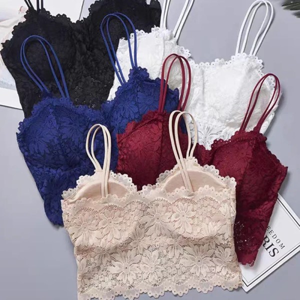 Sexiga spetsbh:ar Dam Bekväm ihålig Blomma Bralette Trådlös Push Up Underkläder Väst Seamless Damunderkläder Wine Red XL