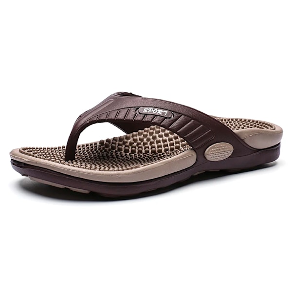 Ngouxm Sommar Stora Storlek Ungdom Topper Män Massage Icke-Slip Cool Utanför Flip Flops Andas Tjock-Tå Sandaler - Tofflor För Män Brown 10.5