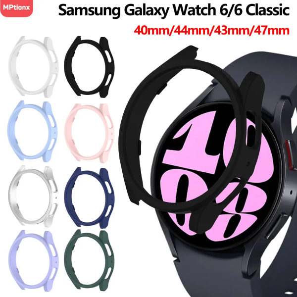 Case till Samsung Galaxy Watch 6 Classic 47mm 43mm Skärmskydd PC Bumper All-Around Galaxy Watch 6 40mm 44mm Tillbehör Black Galaxy Watch 6 44mm