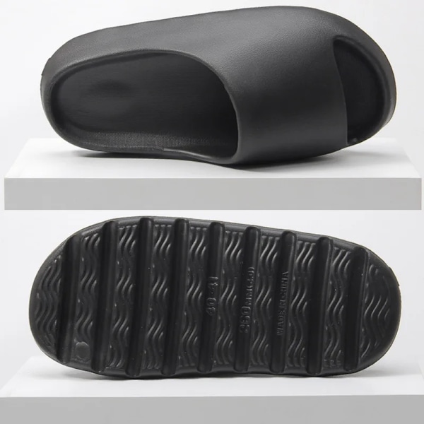 Kesätossut miehille naisille Eva pehmeä pohja sisätilojen koti liukumäet merkki tossut mies sandaalit ranta kengät mies tossut flip flopit C 3.5CM-Black 42-43(inner 26cm)