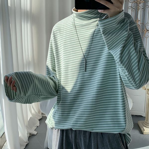 Vår Halv Turtleneck Bottoming Skjorta Mäns Lös Bottomerande Koreansk Varm Hög Halsade Höst Underkläder Mäns Långa- T-Shirt White Turtleneck L