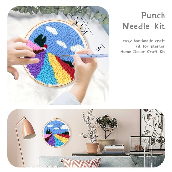 20X20cm Punch Nåle Broderi Start Kit Matta Hooking Kit För Vuxna Nybörjare Hantverket Punch Nåle Kits Med Broderi CCX-336-2020 20*20cm