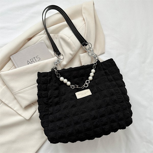 Stor Kapacitet Kvinde Taske 2023 Ny Pendler Taske Skuldertaske Special-Intresse Design Trendy Boble Miumiu Taske Skuldertaske White