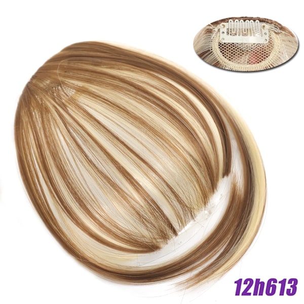 Lm Naturlig Straight Syntetiska Blunt Bangs Hög Temperatur Fiber Brun Kvinnor Clip-In Fulla Bangs Med Fringe Av Hår 6 Tums 12h613