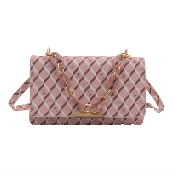 Europæisk og amerikansk ny mode pung retro mode casual skuldertaske crossbody kæde taske all-match pendling underarm dametaske Pink