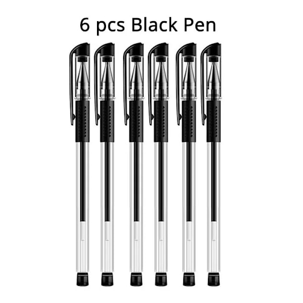 23Pcs Gel Penna Set Skola Leveranser Svart Blå Röd Bläck Färg 0.5Mm Kulspet Pen Kawaii Pen Studenter Skolan Kontorpar 6 black pens