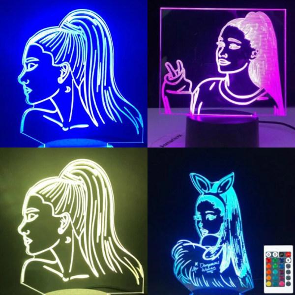 3D-4797 3D-lampa Bordsnattlampa Kändis Sångare ArianaGrande Poster Kattflicka Fans Present med 7/16 färger Touch-fjärrkontroll 16 color with remote