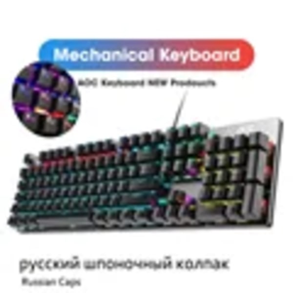 Gk410 104 Tangenter Metalpanel Mekanisk Tastatur Rgb Lys Grøn Sort Tea Akse Funktioner Fuld Ikke-Impact Spil Computer Tastatur Keyboard. English Russian caps blue switch