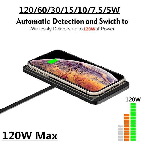 120W Trådlös Laddare Bil Silikone Pad Stand För Iphone 14 13 12 Xiaomi Samsung Huawei Mobiltelefon Snabb Bil Wire Utan Laddning NO QC3.0 Car Charger