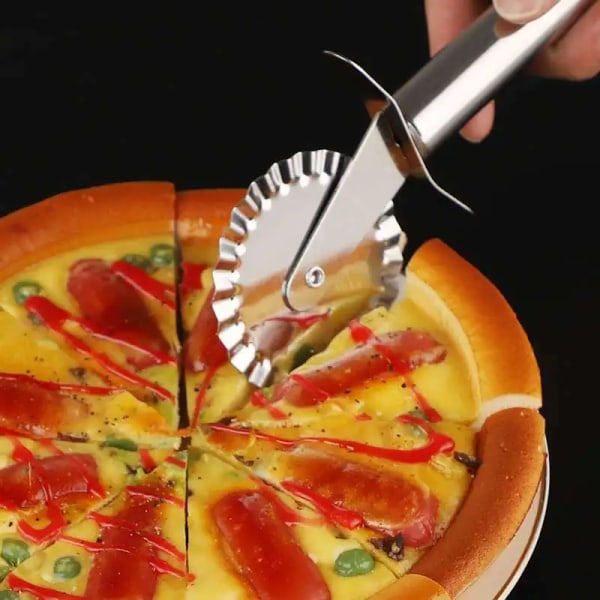 Pizzarullskärare Rostfritt stål Enhjuls pizzaskärare Häll Pizzabakverktyg Double wheel