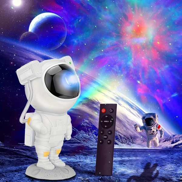 1 st Star Projector Galaxy Night Light Astronaut Space Projector, Starry Nebula Tak LED-lampa med timer och fjärrkontroll, rumsdekor Estetisk White