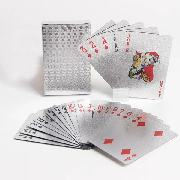 Premium Golden vattentäta spelkort - perfekt för poker, fester och spel! Halloween/Thanksgiving Day/Julgåva Silver Grid
