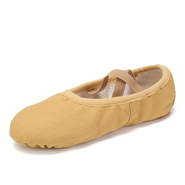 Solida balettskor för flickor, klassiska halkfria ventilerande skor för flickor Barn Toddler inomhusprestanda Camel CN37(EU38)