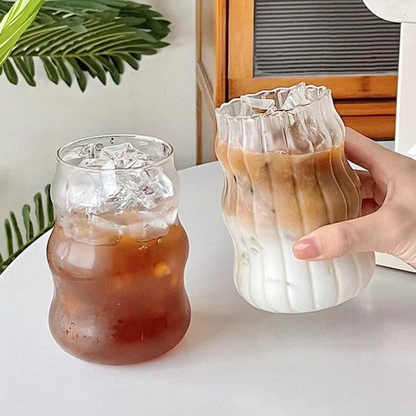 Kreativa Ins Glaskopp Värmebeständig Tumlare Transparent Te Juice Mjölk Kaffe Mugg Hem Vattenglas Cocktail Öl Glas 530ml A 401-500ml