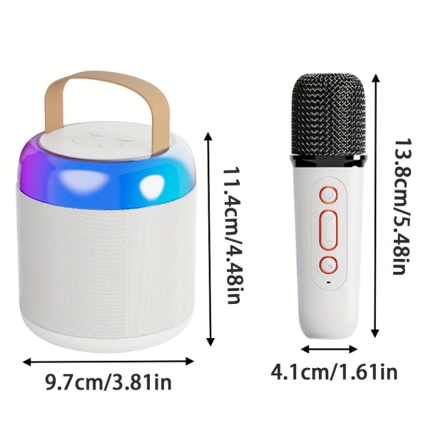 Jul, halloween, födelsedagspresenter BT trådlös karaokemaskin med variabel LED-ljudljus, trådlösa enkla, dubbla mikrofonhögtalare