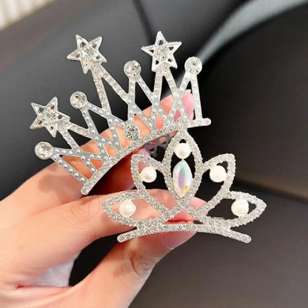 Little Girl Princess Crystal Hårband Princess Crown Hår Kam Flicka Huvudbonader Kronhår Kam Strass hårtillbehör Style B