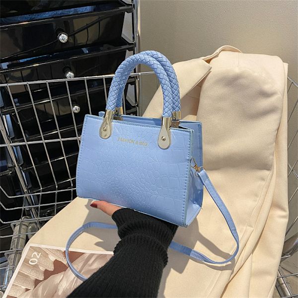 Høj Kvalitet Kvinders Taske 2022 Nye Mode Tasker Stenmønster Bærbar Skuldertaske Crossbody All-Passende Western Style Lille Firkant Taske Creamy-White