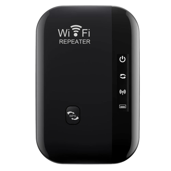 300Mbps Trådlös WIFI Repeater 2.4G Router Wifi Range Extender Wi-Fi Signalförstärkare 802.11N Nätverkskortsadapter för PC 4 Lights  Black US PLUG