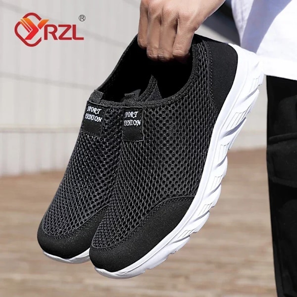 Yrzl Sneakers Män Sommar Casual Skor Män Mesh Andas Utomhus Icke Slip Sport Skor Slip På Loafers För Män Piu Storlek 38-46 All black 41