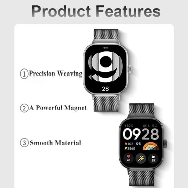 Metallrem för Xiaomi Redmi Watch 4 med TPU- case Skärmskydd Mjuk filmbyte Milanese Magnetic Loop Watchband 2 Redmi Watch 4