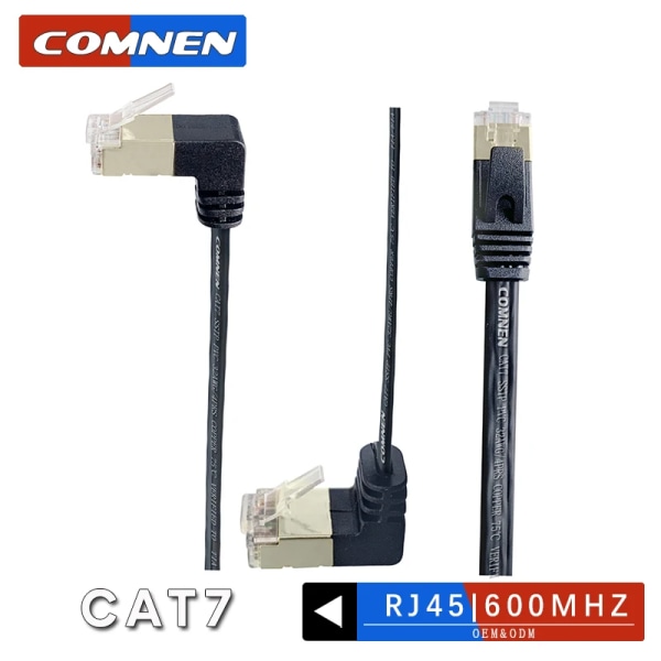 COMNEN-Câble Ethernet Cat7 à Angle Pio, RJ45 SSTP 90, Resistant, Patch Haut et Bas, 1/3/5 Pieds, LAN Réseau pour Routeur, Modem, PC, PS4 2m Straight up 90