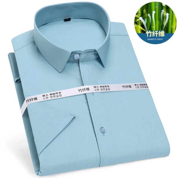 Business Icke-järn bambufiber Casual Ren färg vit skjorta Arbetskläder Mode Slim Daily Herr Button Up Skjorta Kortärmad D746-05 43