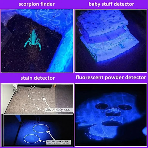 395Nm Uv Lommelygte Sort Lys Zoomable Usb Genopladelig Uv Lys Ultraviolet Blinklys Til Kæledyr Urin Detektion Resin Cure Af 1pc