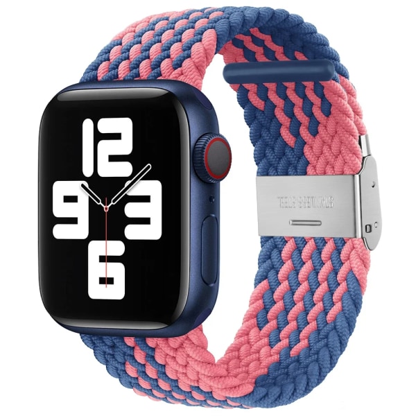 Flätad Solo Loop För Apple Watch ultraband 49mm 45mm-40-41mm-44mm Nylon Elastiskt armband iWatch series 9 8 se 6 7 5 4 3 band Blue Pink 03 38mm or 40mm 41MM