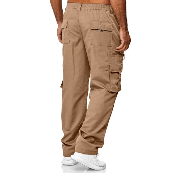 Sweatbyxor Män Jogger Cargo Byxor Casual Multi Pockets Militära Taktiska Byxor Taktiska Last Baggy Byxor Män khaki XL