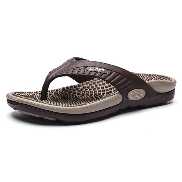 Sommar Män Mode Casual Flip Flops Utomhus Sport Strand Toffpare Khaki 39