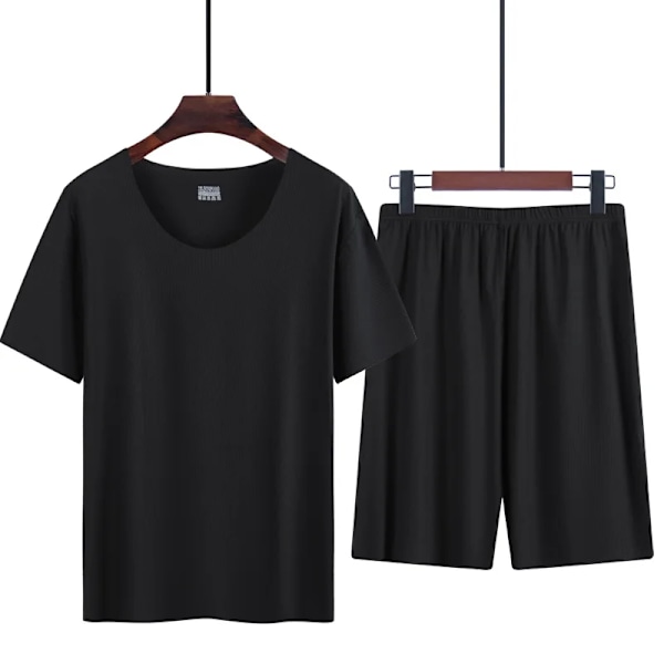 Sommaren Mäns Pyjamas Kostym Tunn Ice Home Kläder Traceless Kort Ärm Shorts Mäns Rund Hals Casual Casuale Sommarkläder GRAY XXXL