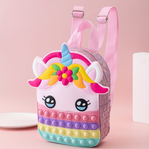 1 st Ny söt söt Unicorn Shape ryggsäck för flickor, rolig väska, silikonväska med mjuk yta, tryckreducerande leksaksväska, ryggsäck för barn Various Color