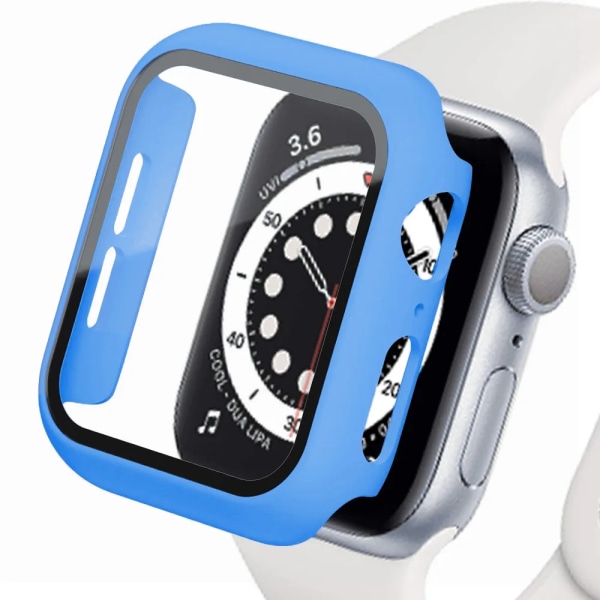 Glas+ Cover för Apple Watch case 44 mm 40 mm 45 mm 41 mm 42 mm 38 mm iWatch 8 3 7 SE Skärmskydd Apple watch series 9 Tillbehör blue 40mm series 654SE