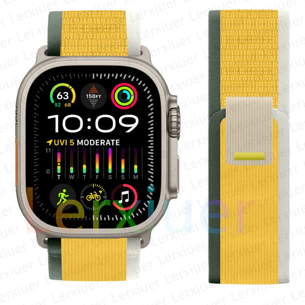 Trail loop rem för Apple Watch Ultra 2 band 49mm 44mm 45mm 40mm 41mm 38mm 42mm 45 44 mm armband iWatch series 8 9 7 6 5 3 se g yellow w 38 40 41mm