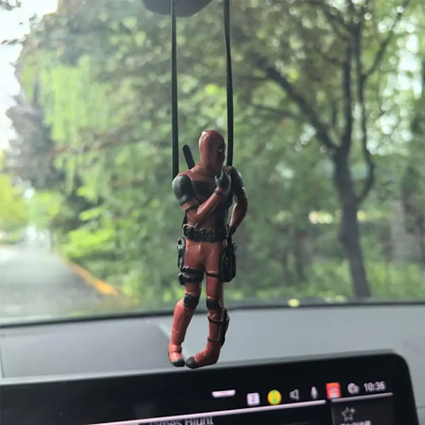 Deadpool Cartoon Car Rearview Spegel Pendant Läs En Bok Suk Lysning E