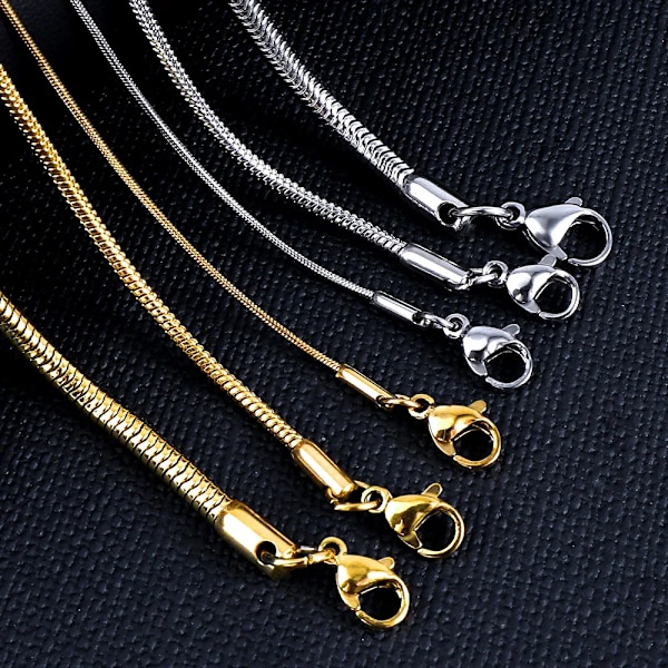 LUXUKISSKIDS 1 mm Runda Ormkedjor Grossistpaket 10 st/paket Halsband Guld Färg Rostfritt Stål För Hänge DIY Kvinna/Man Smycken Rose Gold 45cmExtension5cm 1mm