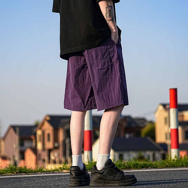 2024 Nya Cool Snabbtorkande Shorts Mäns Sommar Lättviktiga Japanska Pojkar Lös Fritid Sport Shorts Black L