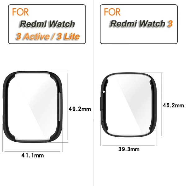 TPU- case för Xiaomi Redmi Watch 3 Active/Lite Full Cover Skyddsskal Watch case för Redmi Watch 3 Blue Redmi Watch 3 Active