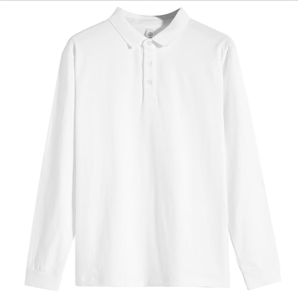 Pluskoko Retro Polopaita Miehille 2024 Uusi Polokaulus Miesten Pitkähihainen Löysä Trendi Poikien Paidan / T-Paita White XL