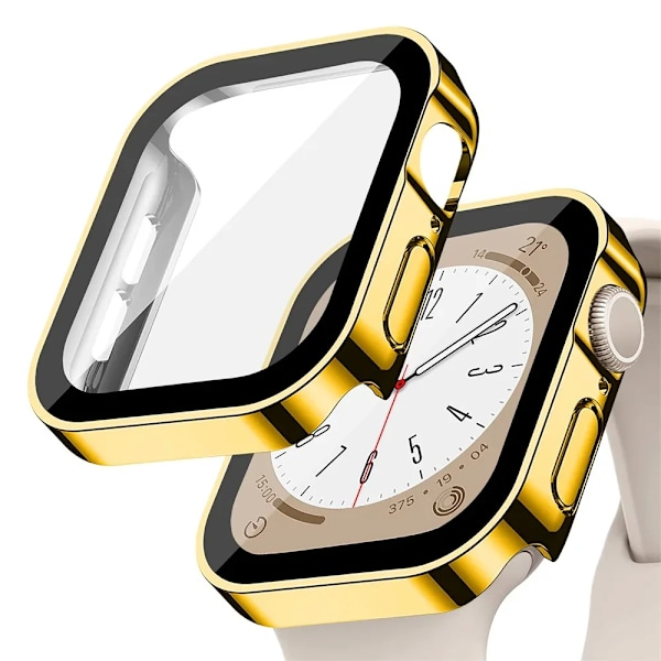 Glasovertræk til Apple Watch Fall Serie 8 7 6 5 4 Se 44Mm 40Mm 41Mm 45Mm Lige Kant Skærmbeskyttelse Æble Ur Tilbehør Gold 17 Series 7-8 41mm