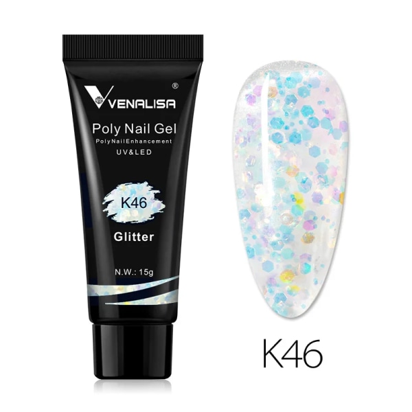 New Arrival Poly Nail Gel 15g Akrylgel med Nageltips Nagellackförlängning Nail Art Clear Camouflage Gel K46
