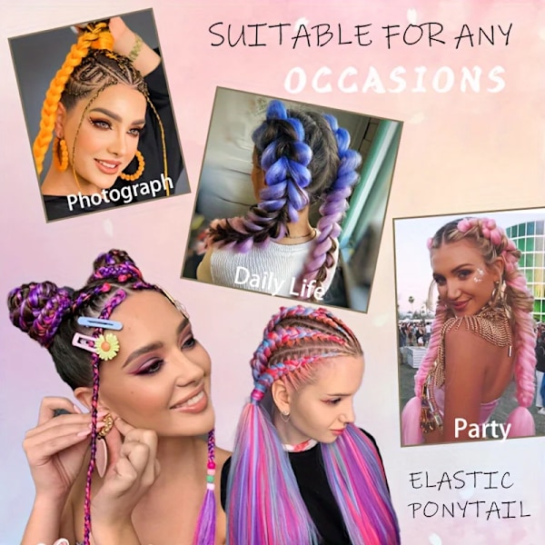 26Inch Syntetiska Rak Ponytail Med Elastisk Hår Slips Färgglada Flätande Hår Ponytail Hår Extensions Hårtillbehör Hårtillbehör Är( 1Pack) 45 26inches