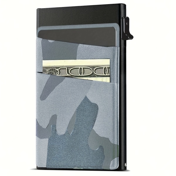 Automatisk pop-up kreditkortshållare pengapåse Minimalistisk RFID-blockerande visitkortsplånbok för män Camouflage Grey