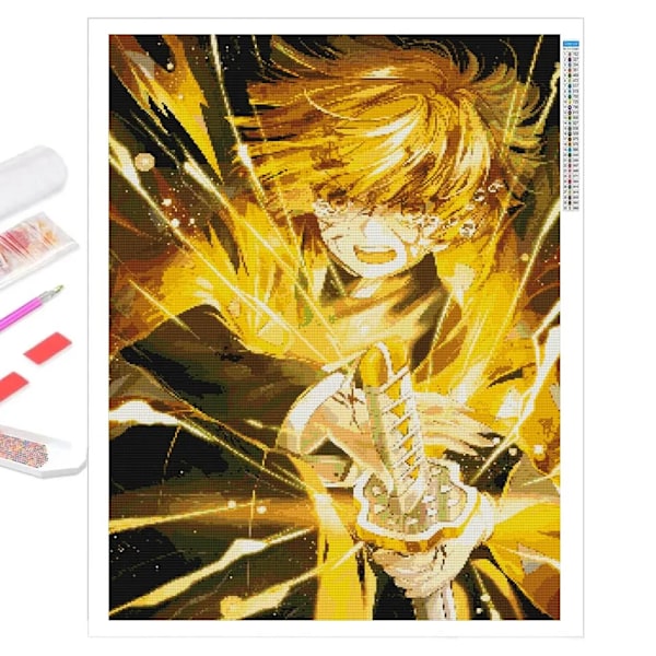 5D Diamantmålning Ny Demon Slayer Full Diamond Broderi Anime Karaktär Mosaik Bild DIY Strass Konst Heminredning E square 50x70cm