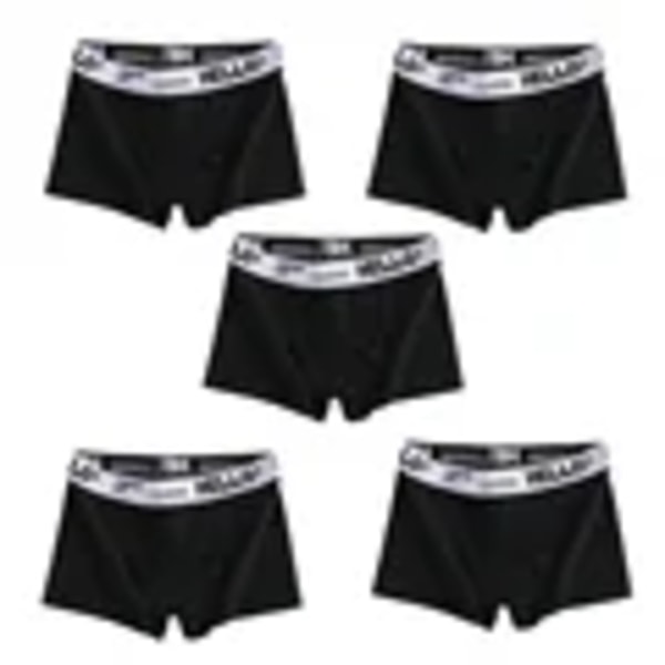 5 stk. Mænd Underbukser Mand Boxers Sexede Underbukser Komfortable Åndbare Mode Ny Stil Blødhed Drenge Catton Bukser Boxershorts 5pcs Black L(45kg-55kg)