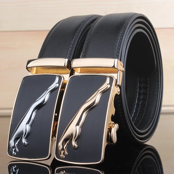 Mode Läderbälte Business Byxrem Byxa Ceinture Homme Koskinn Automatiskt spänne Kohud Herrbälten C211