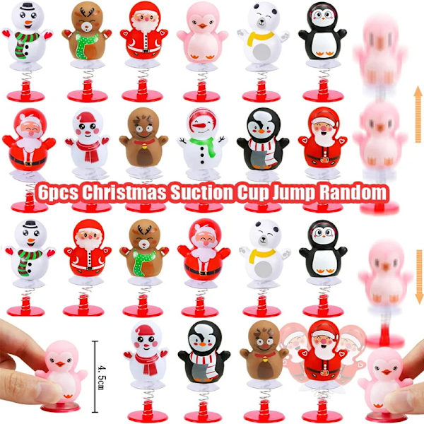 Julegaver Fingertip Magic Cube Stempel Nøglering Snowman Julemand Juletræ Power Car Julelegetøj til Børn 6pcs